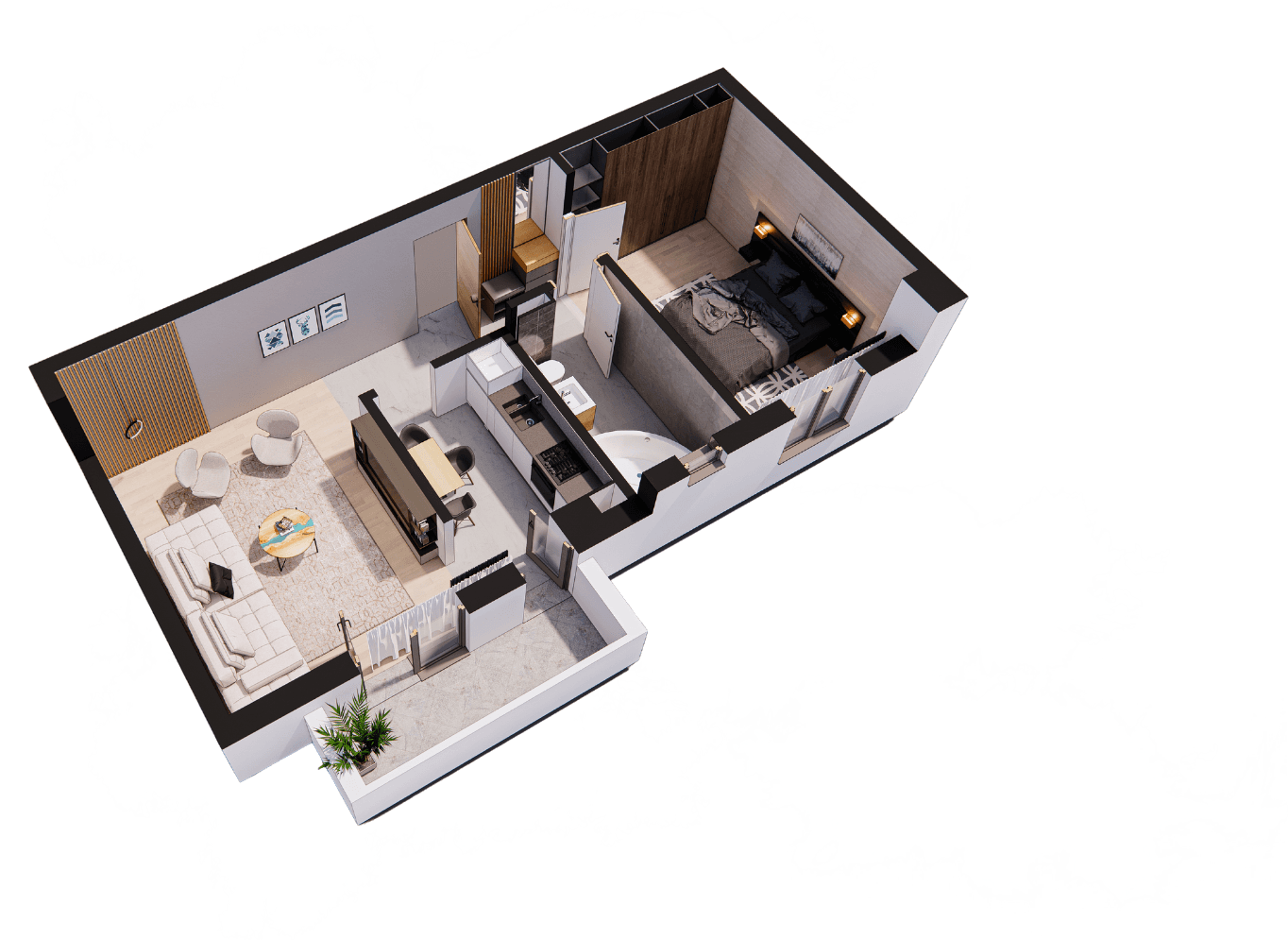 Randare a ansamblului Contemporan Homes
